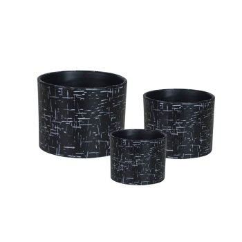 Trio De Vasos - Texturas Jeans (Pt 15 (15X 10 Cm) , Pt 11 (11 X 8 Cm) E Pt9 (9X7 Cm))