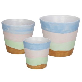 Trio De Vasos Faixas Aquarela