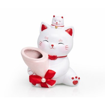 Cachepot Gato Chinês Com Filhote